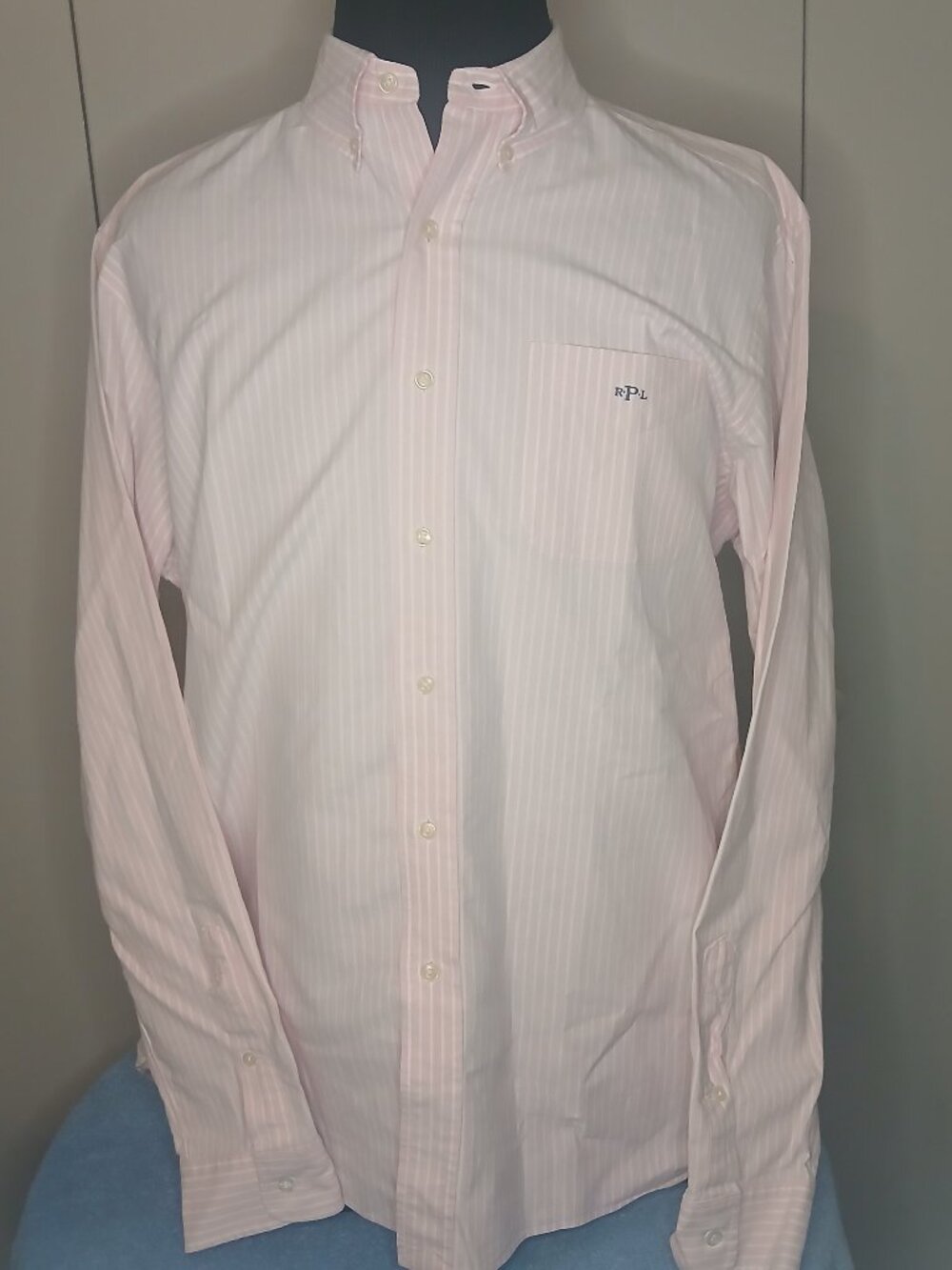 Ralph Lauren Men's XL Cotton Pink Pinstriped Button Down Shirt (1161B2)